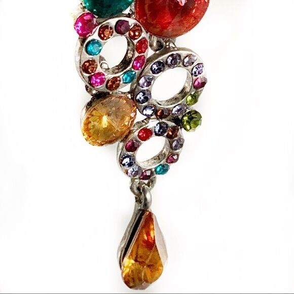 Runway multicolored crystal circle dangle earrings - Picture 4 of 8